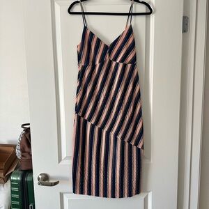 Topshop Asymmetrical Pink and Blue Striped Dress